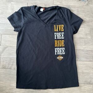 Harley-Davidson Black and Gold Graphic Tee Medium